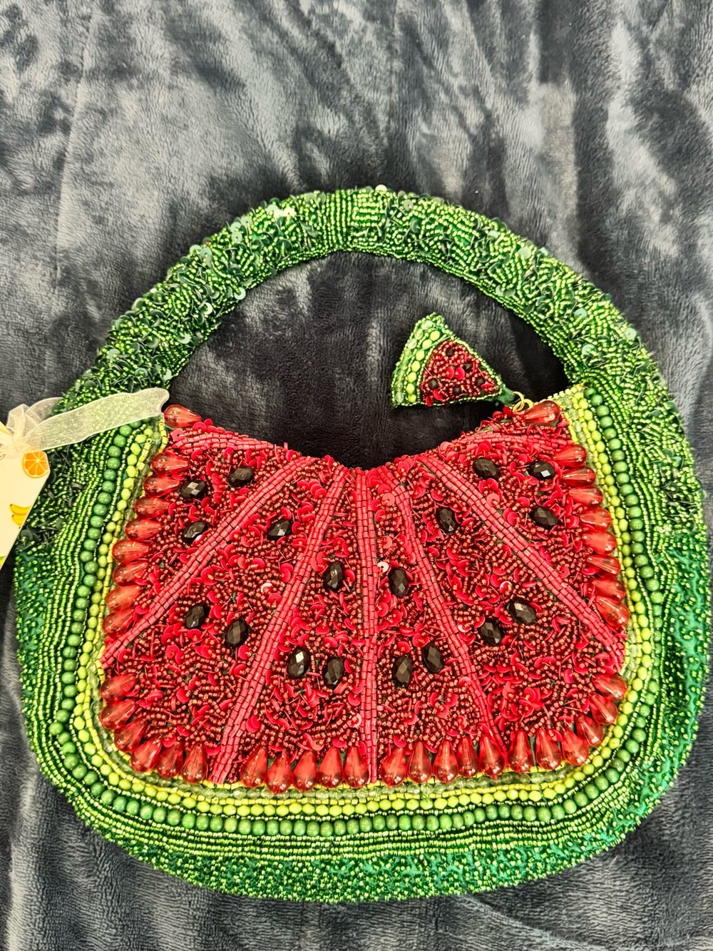 NWT- Beaded Watermelon-Accent Women's Handbag - Red & Green